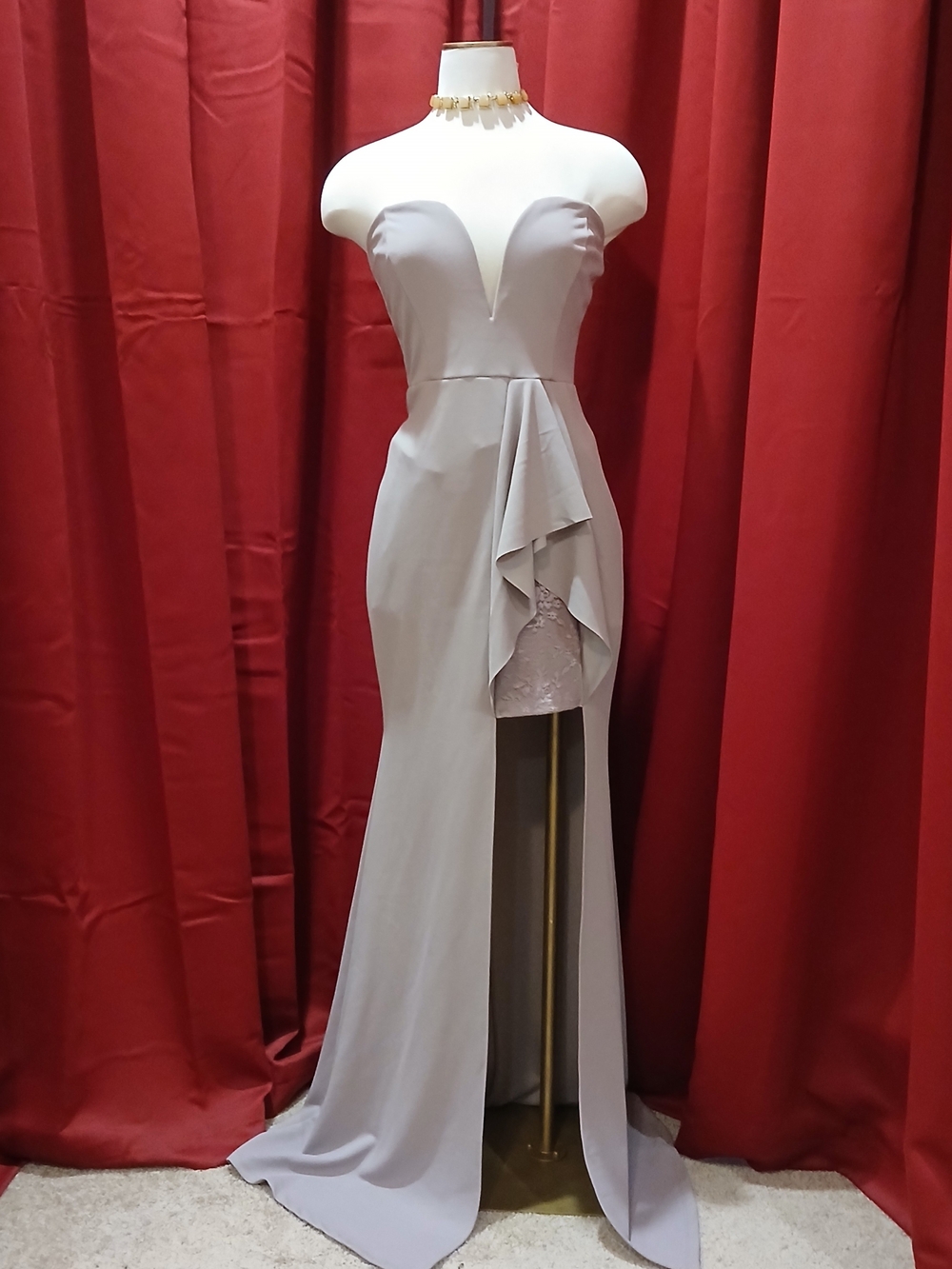 Fashion Nova Light Gray Strapless Prom Gown